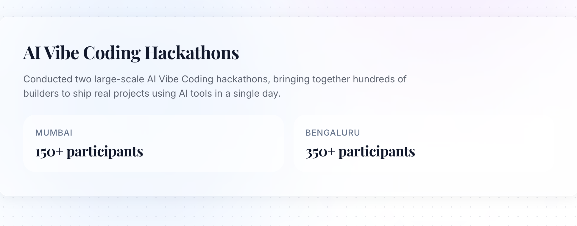 AI Vibe Coding Hackathon, Bengaluru